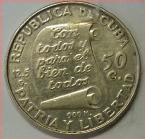 Cuba 50 cent. 1953